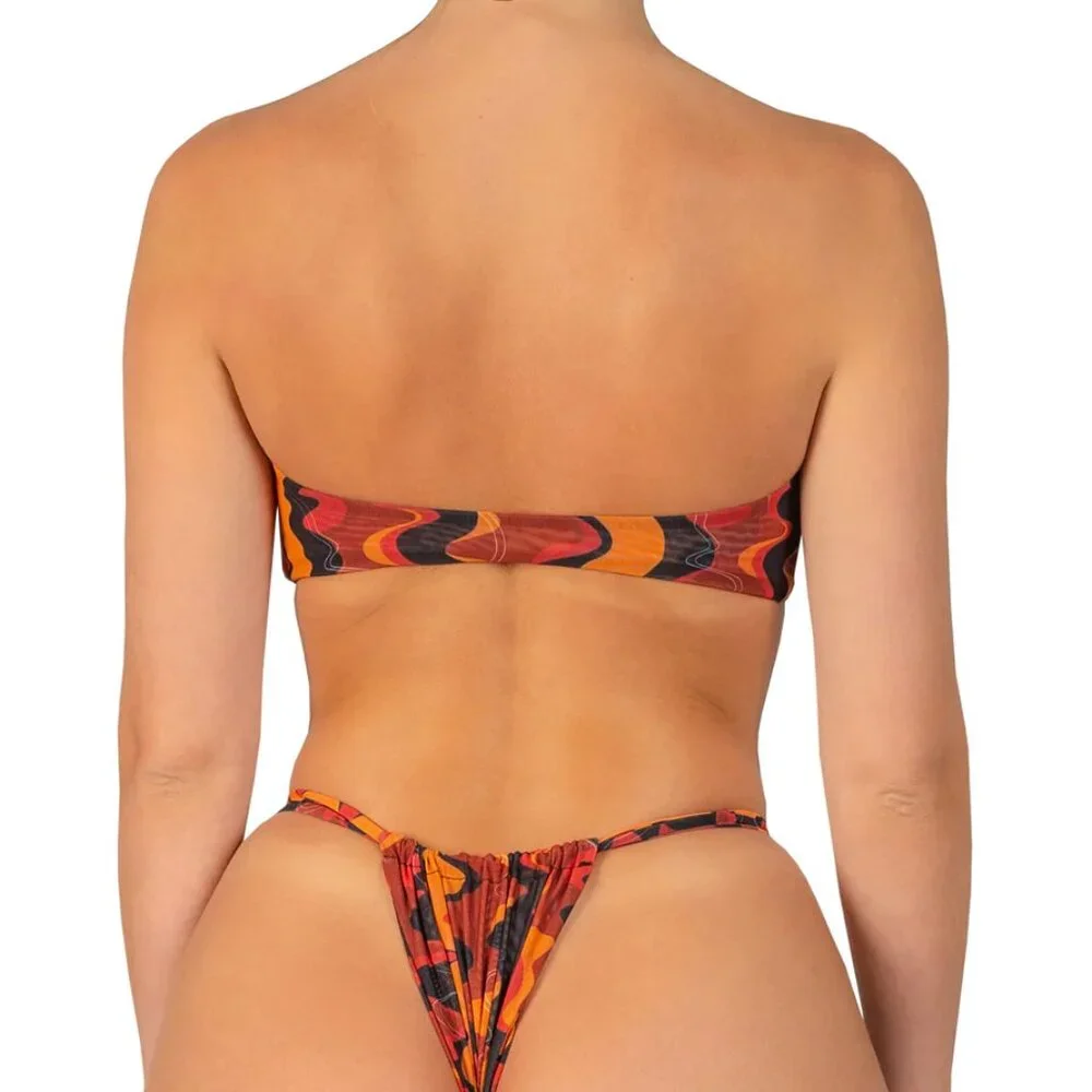 Gonza Bandeau Top loro print mesh womens Red small swim vacation abstract funky - Picture 5 of 5